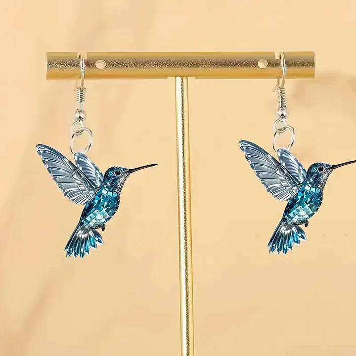 Orecchini a forma di Colibrì in Cristallo Blu