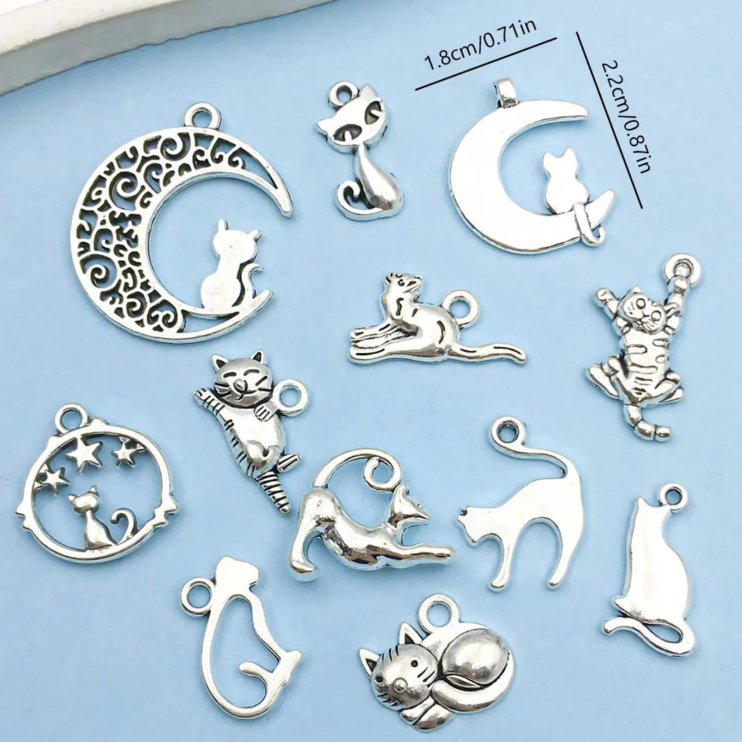 Collezione di Ciondoli di Gatti Vintage color argento
