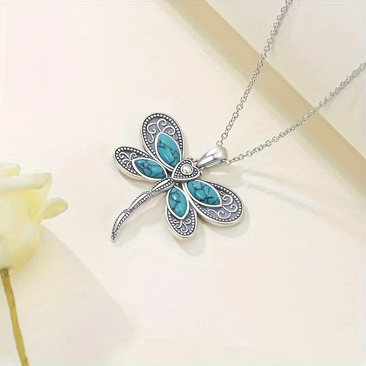 Collana con Pendente color argento a Forma di Libellula