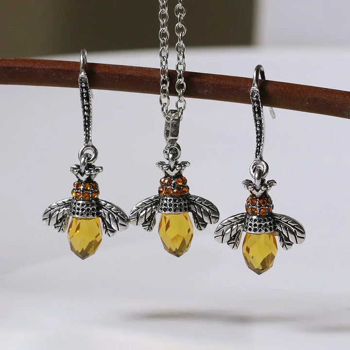 Set di Collana e Orecchini Vintage a Forma di Ape