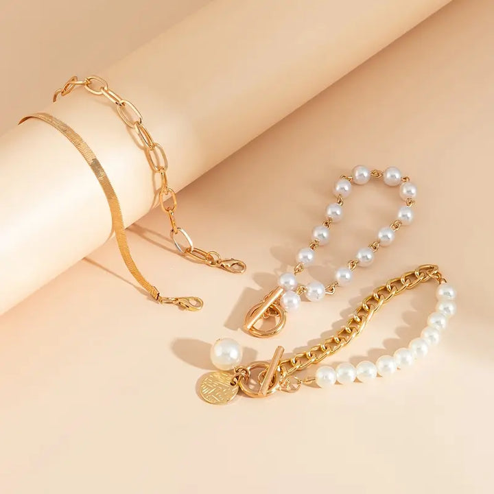 Set di Braccialetti di Perle Stratificate di Lusso