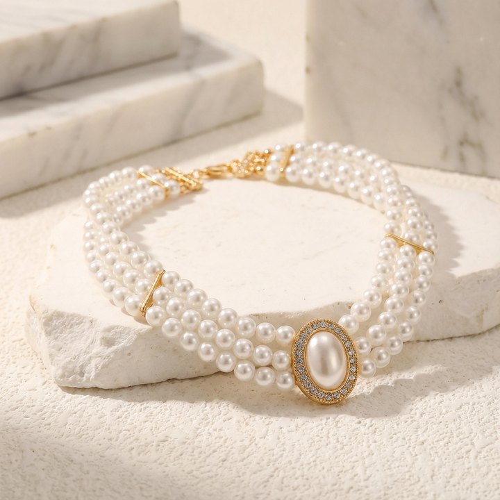 Collana Choker a Tre Fili Turchese