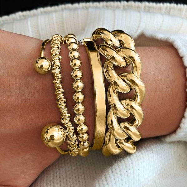 Set di 5 Bracciali Spessi Impilabili