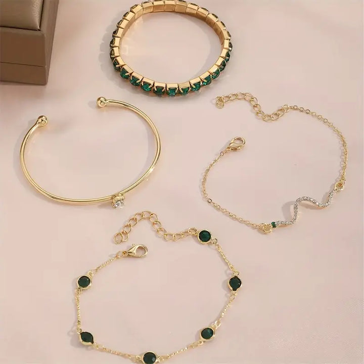 Set di Bracciali in Pietra Verde Puro