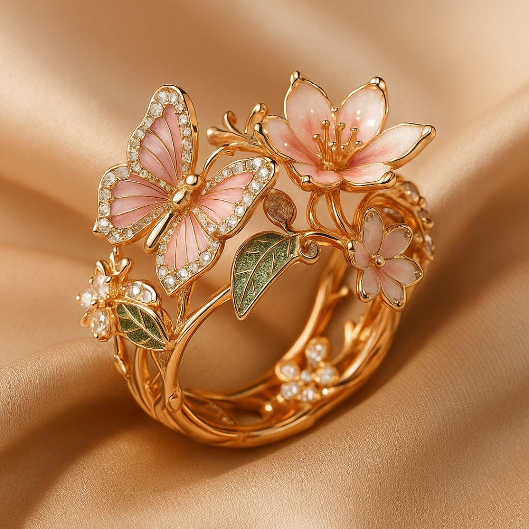 Anello in Zirconia con Farfalla Naturale