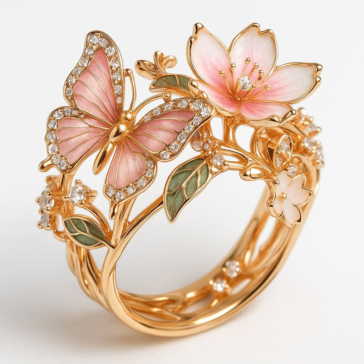 Anello in Zirconia con Farfalla Naturale