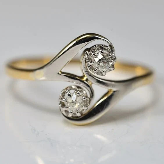 Anello Vintage color oro Wave con Zirconia
