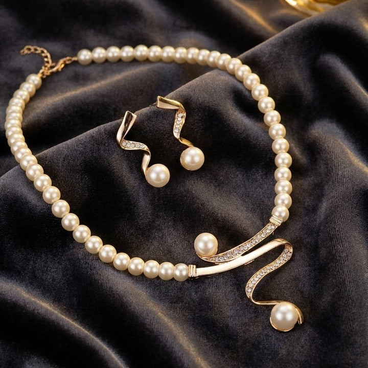 Set di gioielli Elegante Wave Pearl