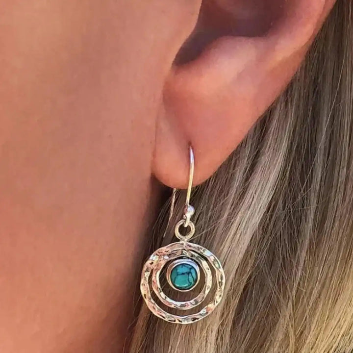 Orecchini Boho Saturno Turchese e color oro