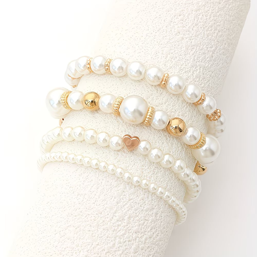 Set di 4 braccialetti impilabili in perle