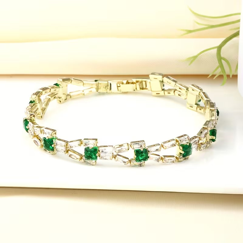 Bracciale Tennis Verde Link | Oro