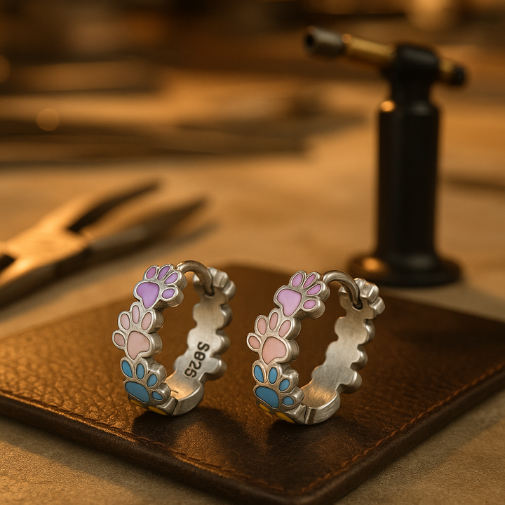 Orecchini Colorful Paws color argento