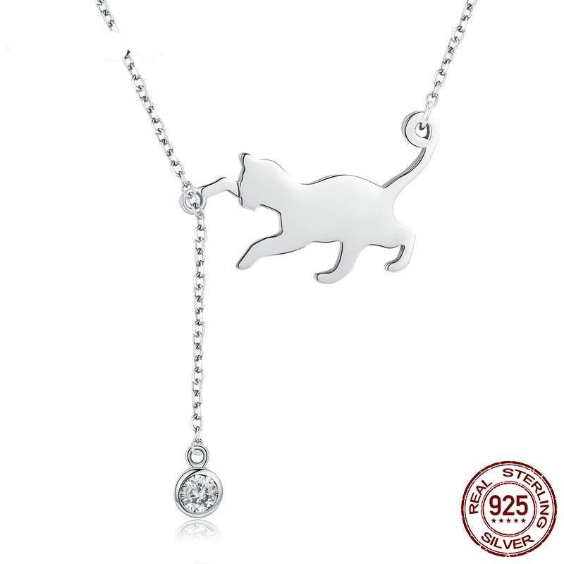 Collana con pendente a catena a forma di gatto carino