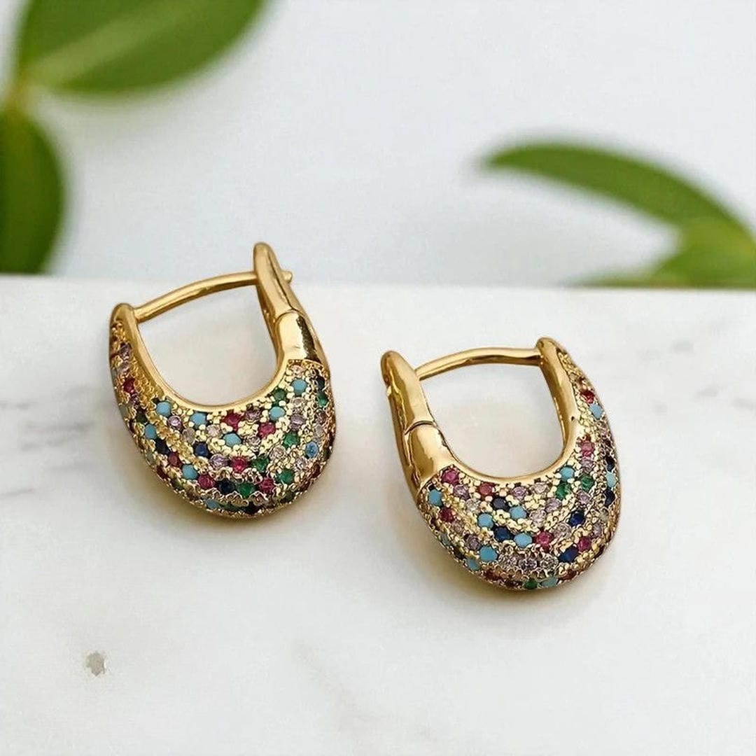 Orecchini Chic Colorati con Inlay di Cristallo