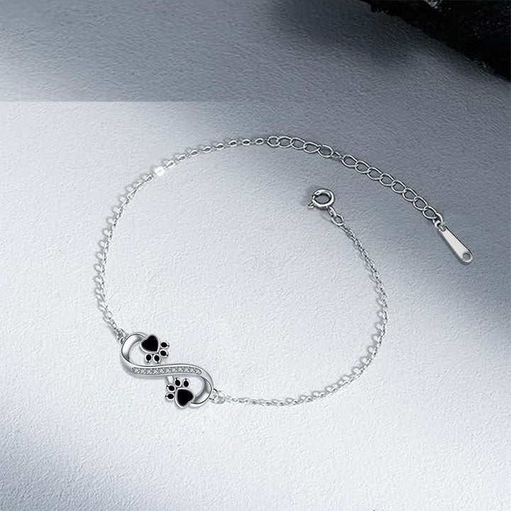 Bracciale con Pendente Simbolo Infinito e Zampe di Animale con Zirconia