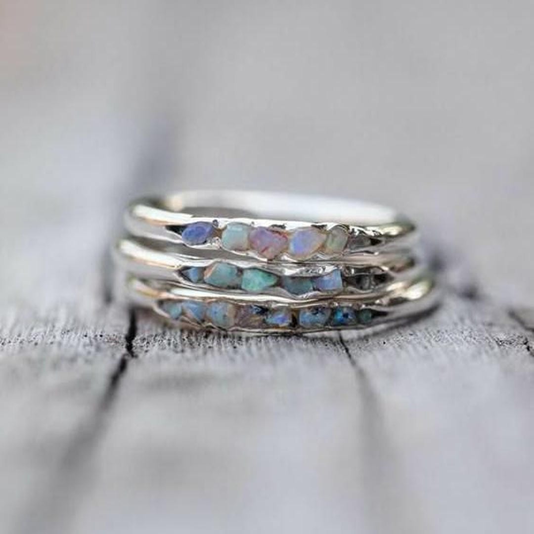 Anello in Argento con Pietre Blu Stratificate Vintage