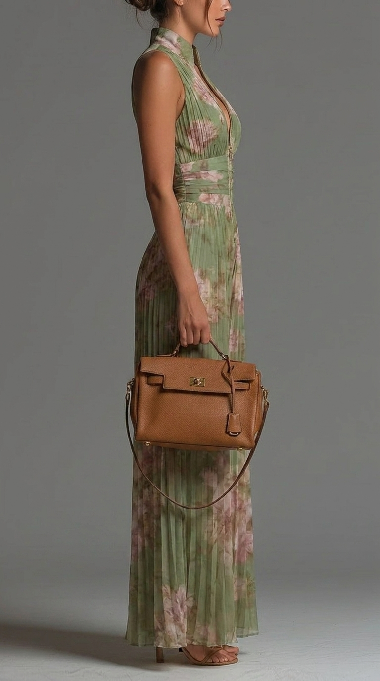 ESSENZIALE – Tuta in Chiffon Plissettato con Fantasia Floreale