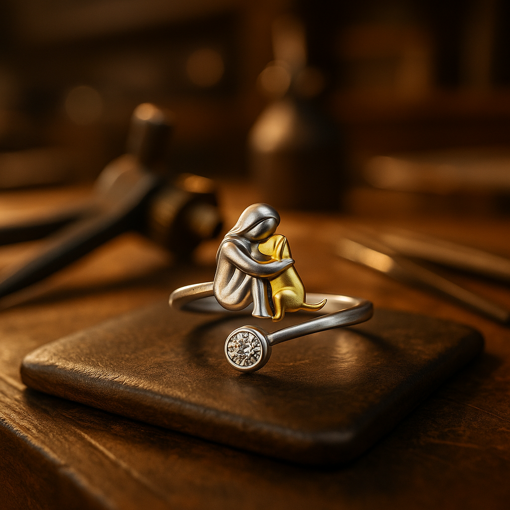 Anello color argento con Zirconia – Regolabile e Fatto a Mano
