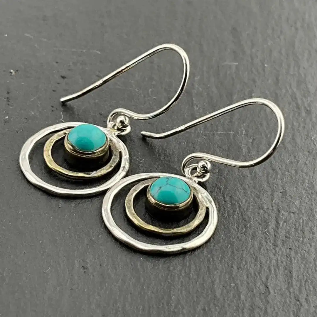 Orecchini Boho Saturno Turchese e color oro