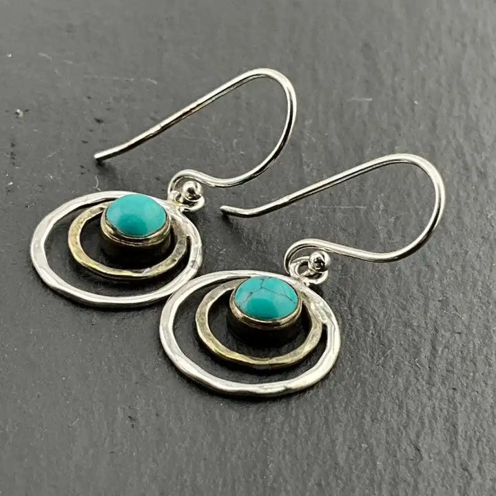 Orecchini Boho Saturno Turchese e color oro