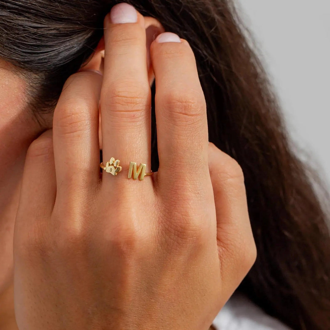 Anello Personalizzato con Iniziale dell'Animale