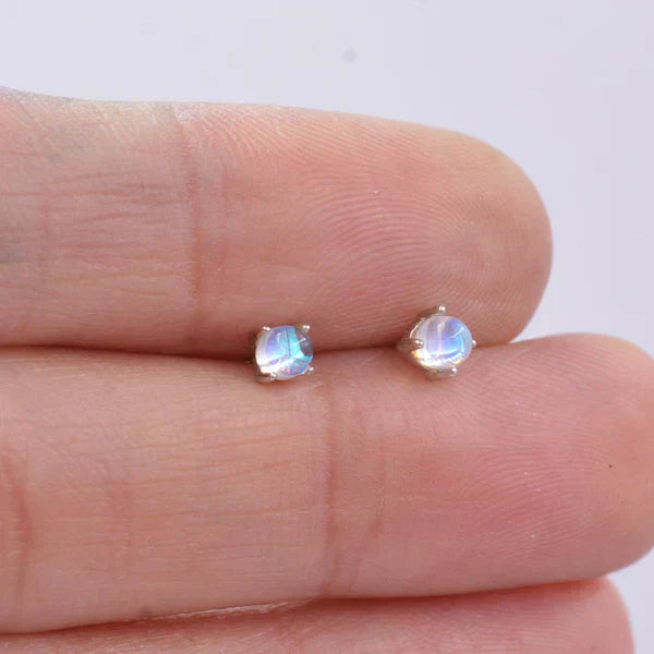 Orecchini a Perno Piccoli in Cristallo di Argento con Sirena