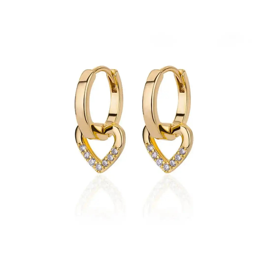 Orecchini a Cuore di Zirconia Hollow