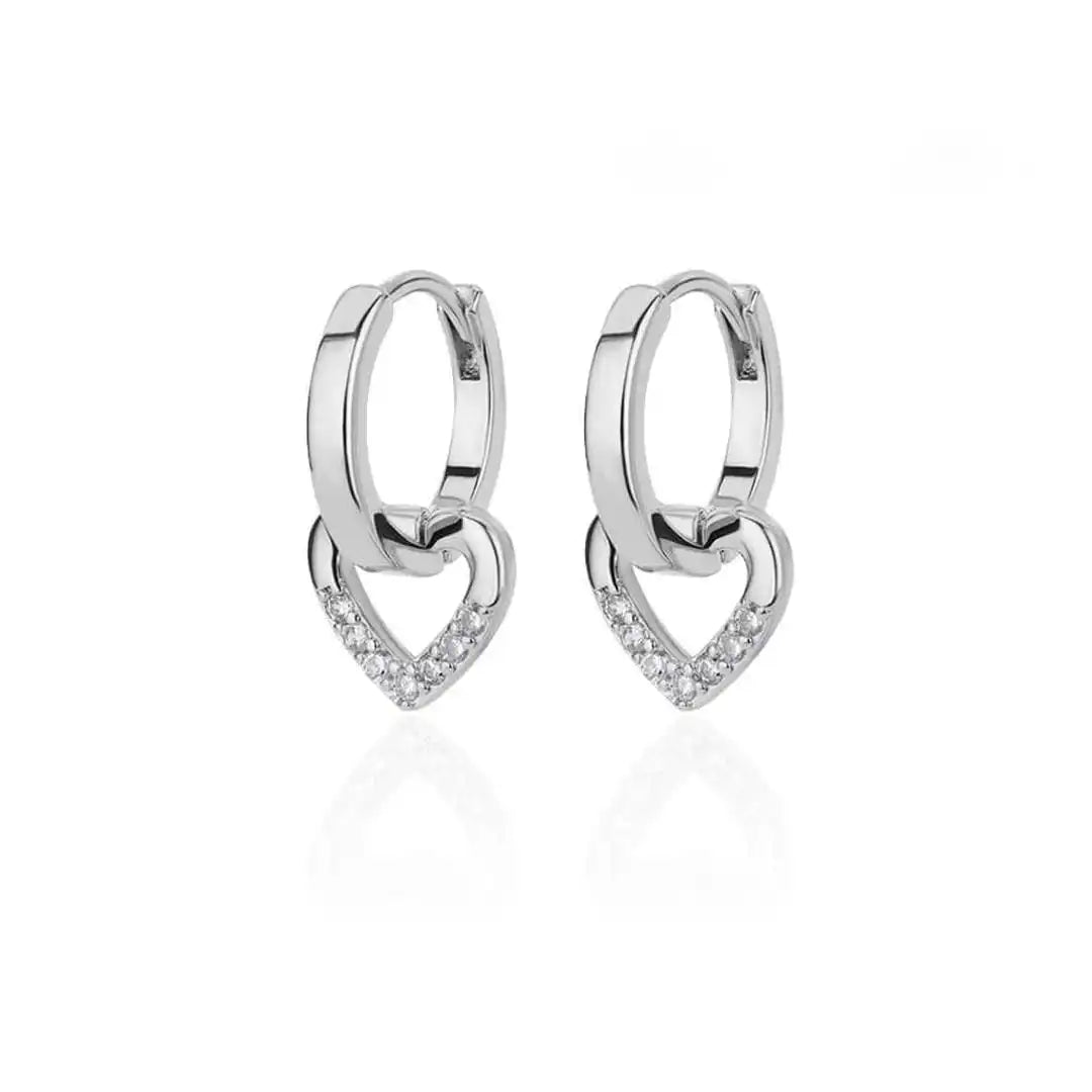 Orecchini a Cuore di Zirconia Hollow