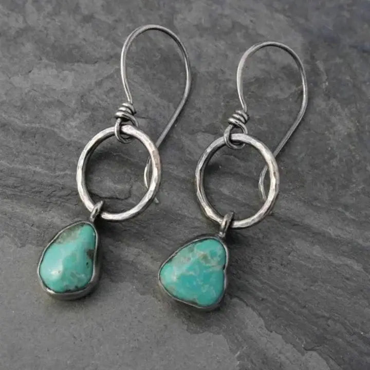Orecchini in Pietra Turchese color argento Vintage