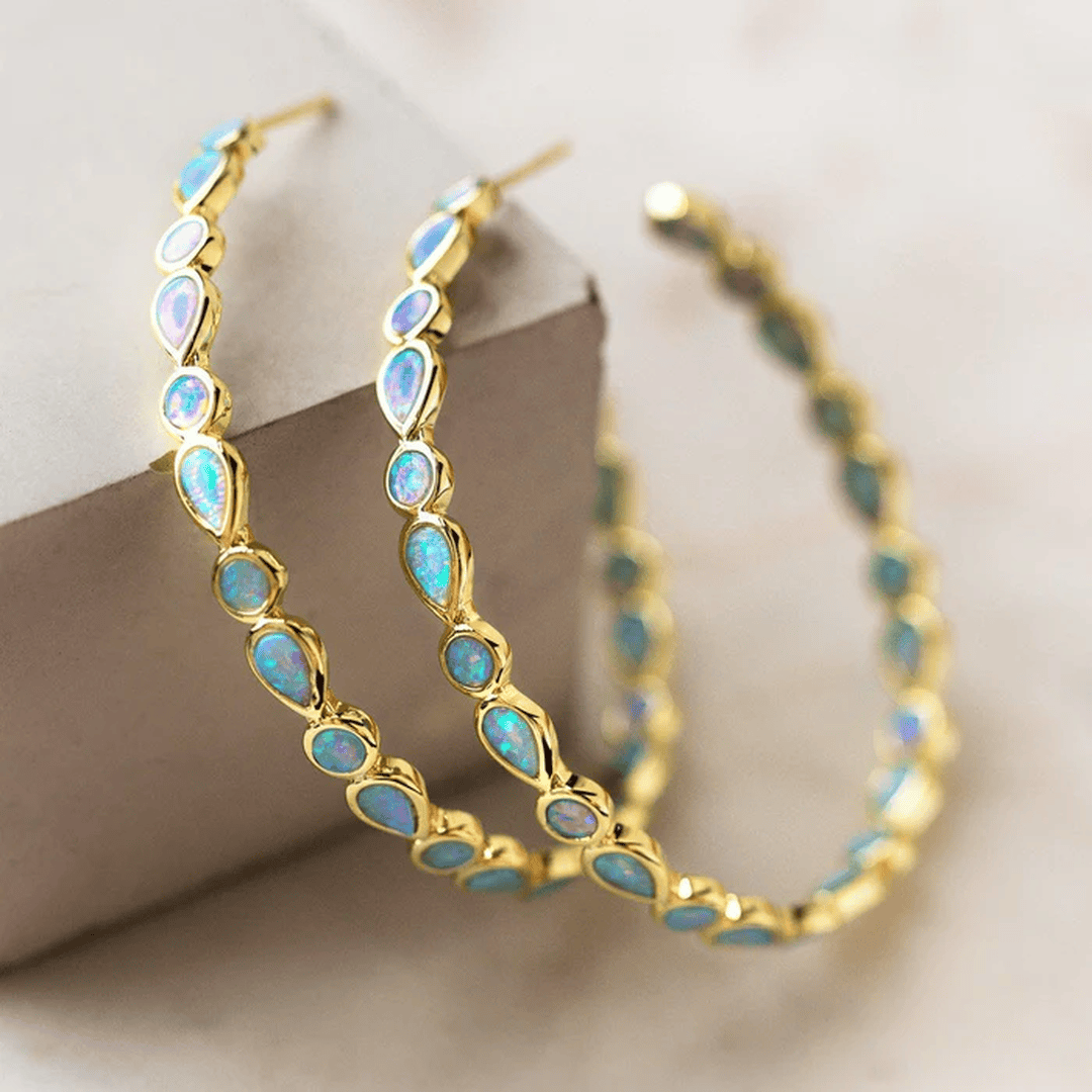 Orecchini Anello Vintage in Opale Blu