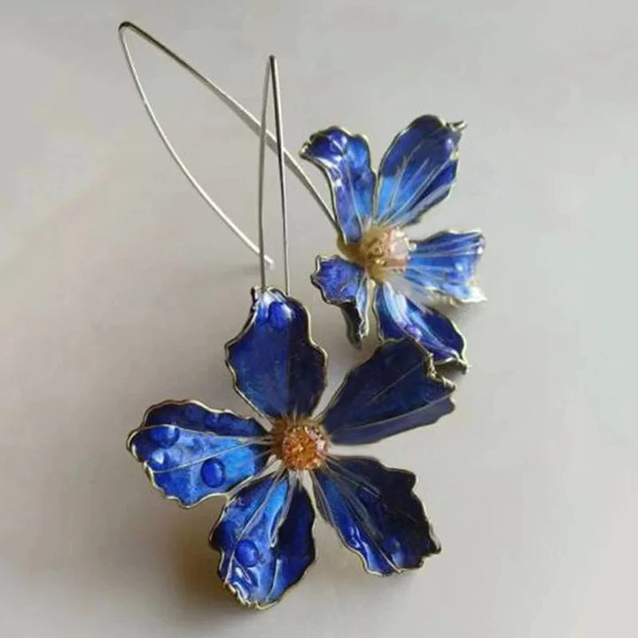Orecchini Blu Vintage a Fiori