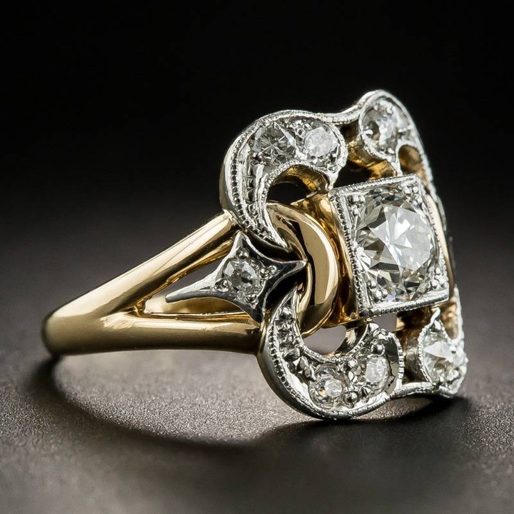 Anello Vintage in Zirconia Dorata