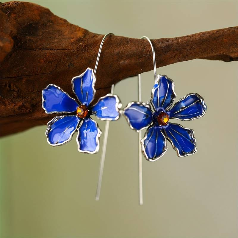 Orecchini Blu Vintage a Fiori