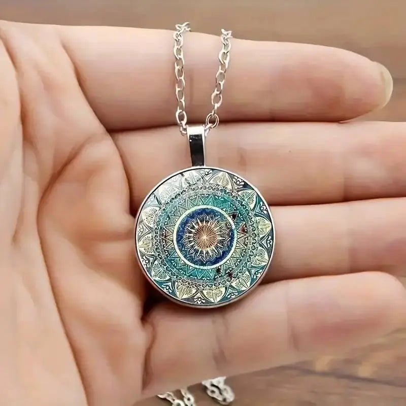 Collana Mandala Blu Vintage Arrotondata
