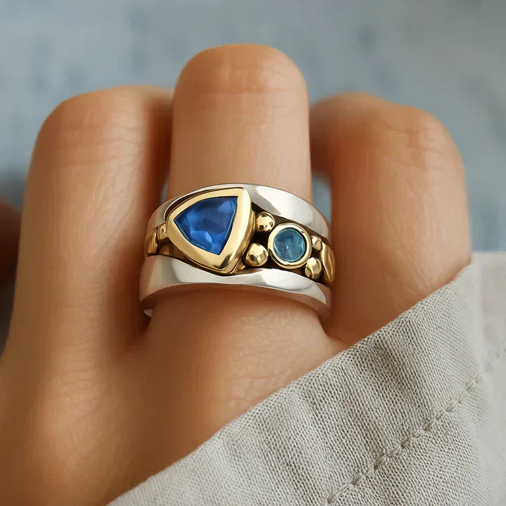 Anello di Cristallo Blu Vintage