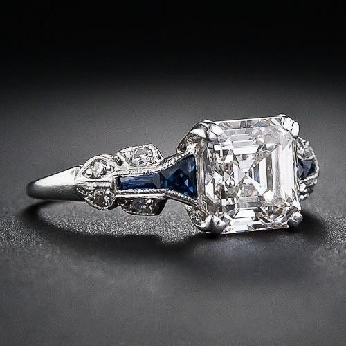 Anello Vintage Brillante in Blu e color argento
