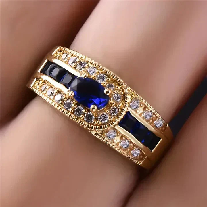 Anello Blu Brillante color oro