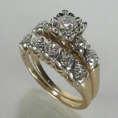 Anello Vintage color oro Scintillante