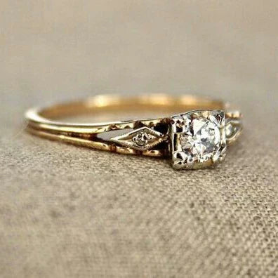 Anello color oro Fino con Zirconia Vintage