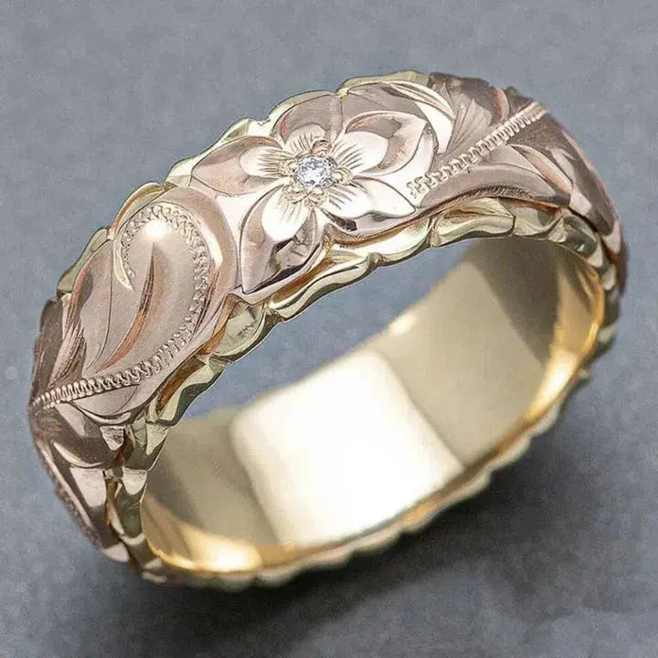 Anello color oro con Fiore di Rosa Vintage
