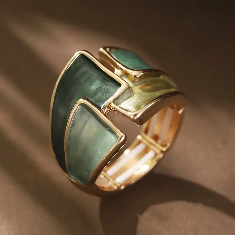 Anello color oro Smaltato Verde