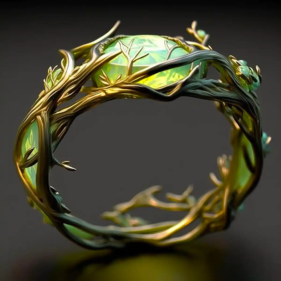 Anello Naturale in Opale Verde