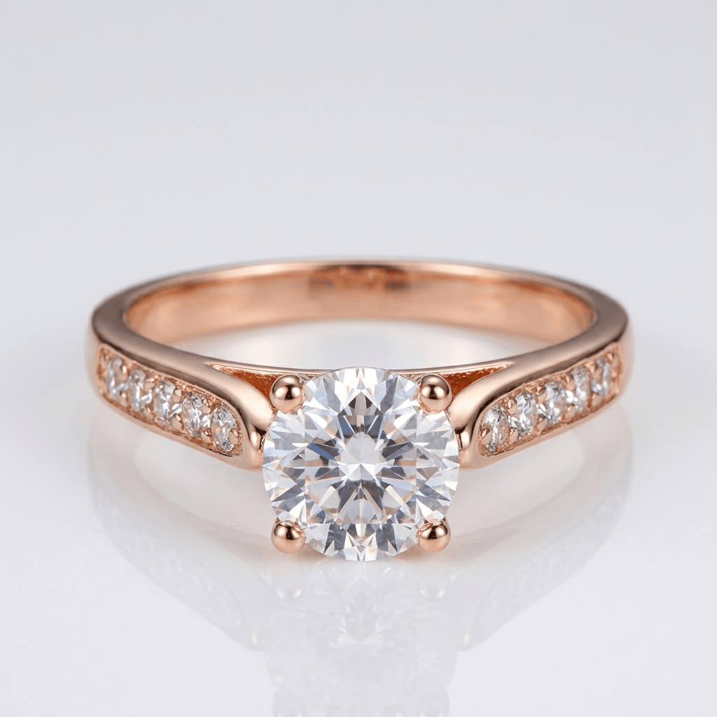 ANELLO CLASSICO TONDO IN ZIRCONIA ORO ROSA