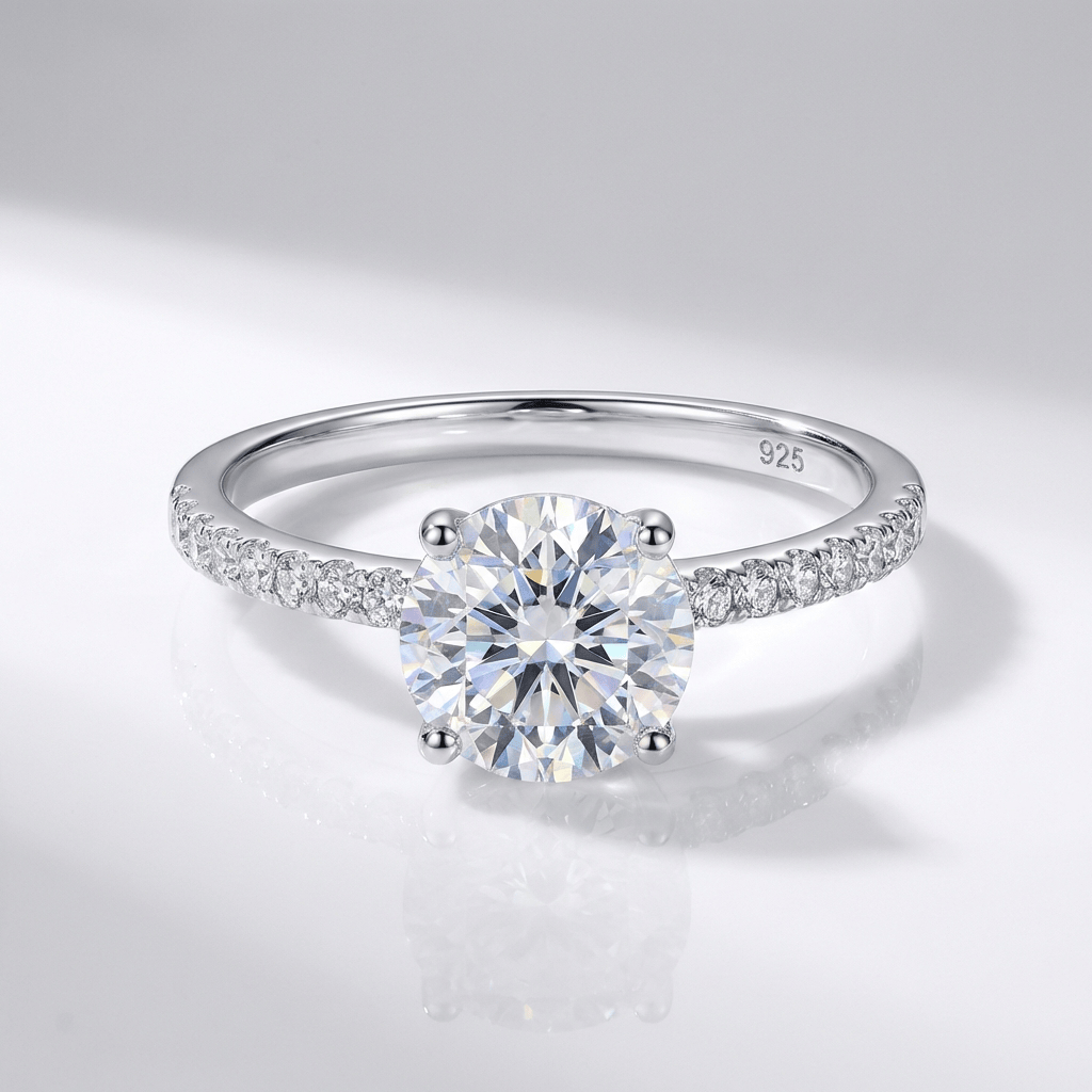 ANELLO color argento CON ZIRCONIA TONDA CLASSICA
