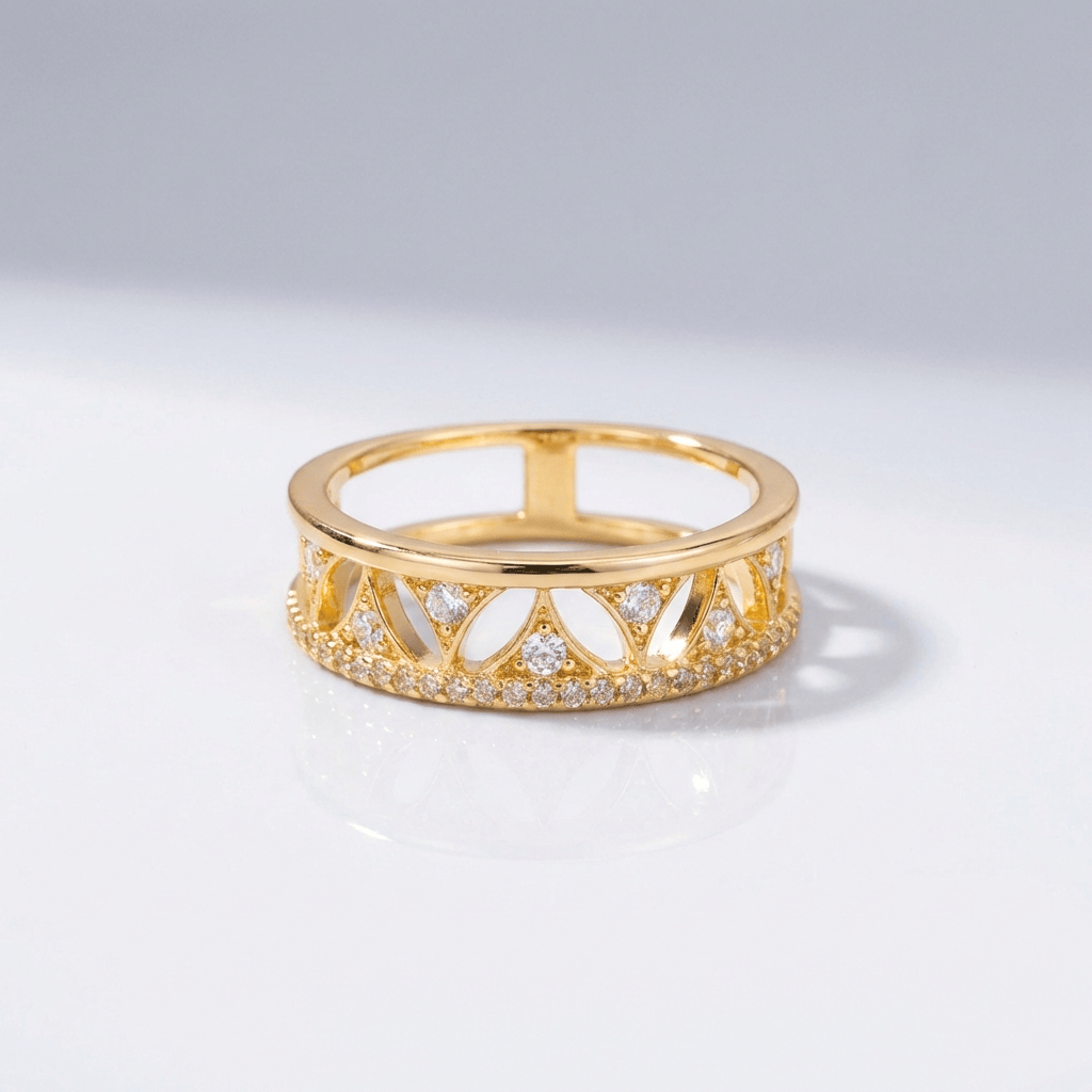 ANELLO color oro CON CORONA DI CRISTALLO - (REGOLABILE)