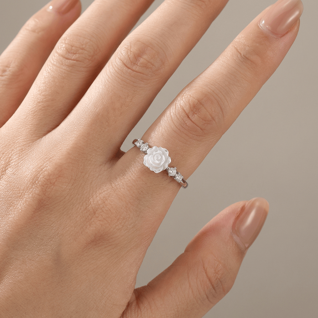 ANELLO Zirconia ROSA ARGENTO - (REGOLABILE)