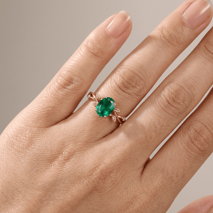 ANELLO CON FOGLIA EMERALD color oro ROSA