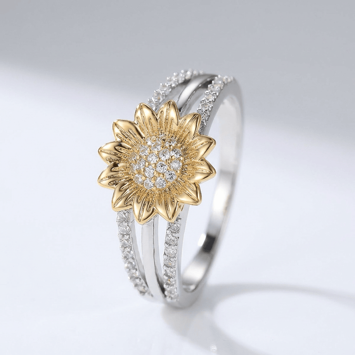 ANELLO DI Zirconia CON FIORI D'ORO E ARGENTO