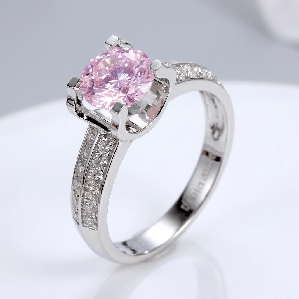 ANELLO SOLITARIO CON Zirconia PAVE TONDO color argento - (REGOLABILE)