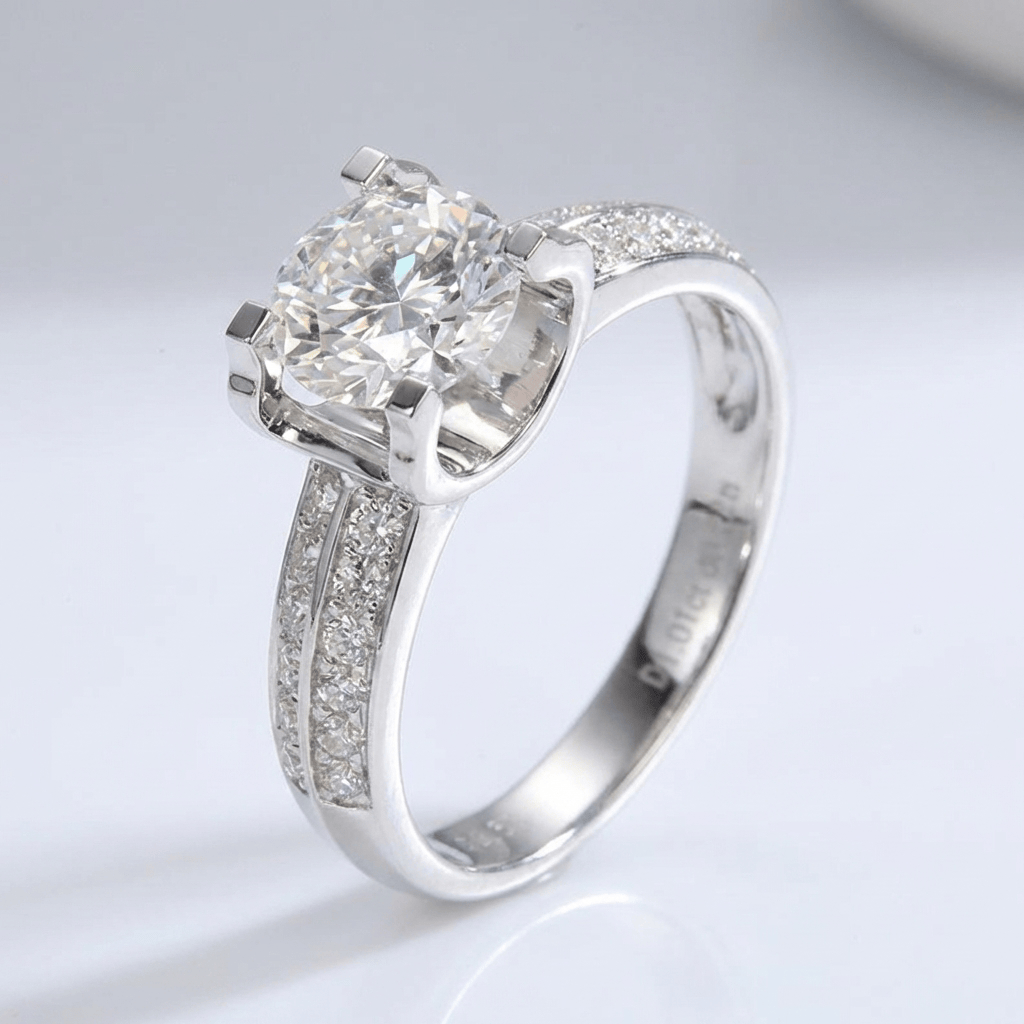 ANELLO SOLITARIO CON Zirconia PAVE TONDO color argento - (REGOLABILE)